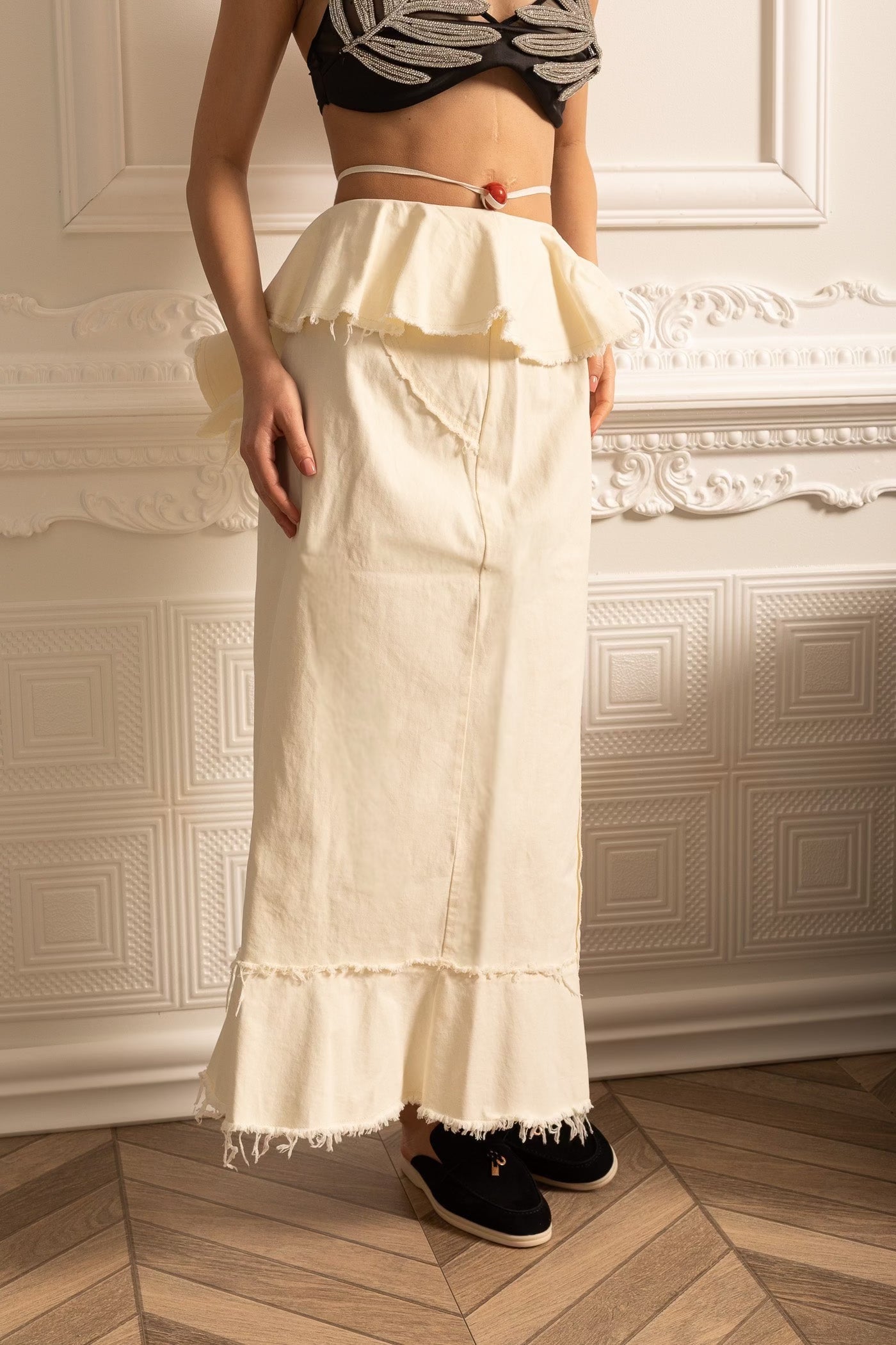 La Lumière — Structured Cotton Maxi Skirt