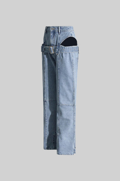 Le Marceau — Cut-Out Buckle Denim