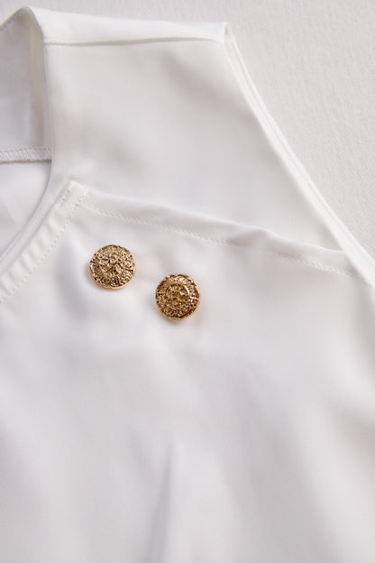 La Drapée Blanche — Button Detail Top