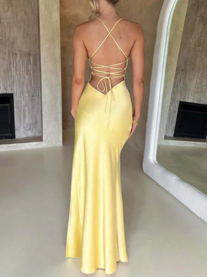 La Isobel — Bias-Cut Satin Maxi with Open Back
