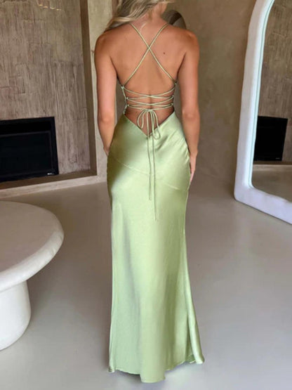 La Isobel — Bias-Cut Satin Maxi with Open Back