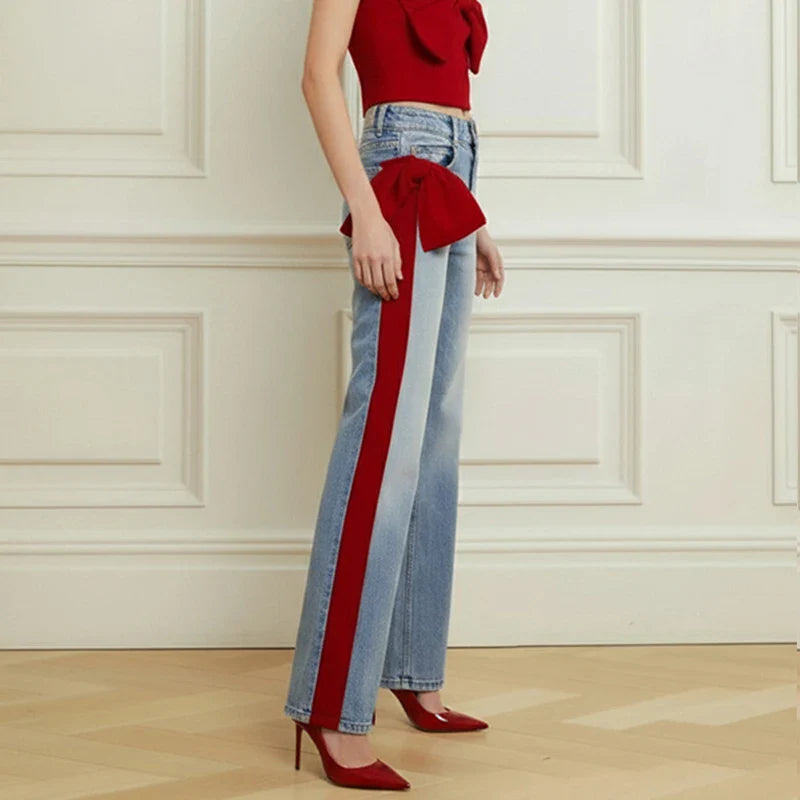 Le Ruban — Bow-Detail Contrast Denim
