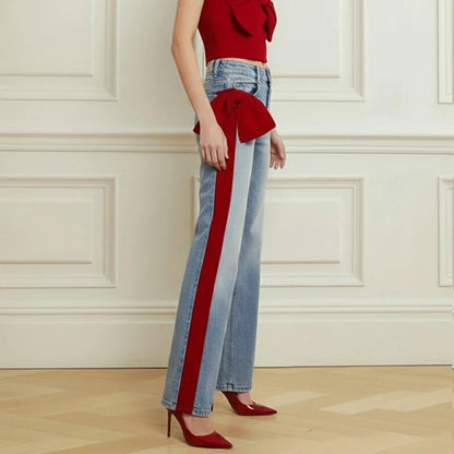 Le Ruban — Bow-Detail Contrast Denim