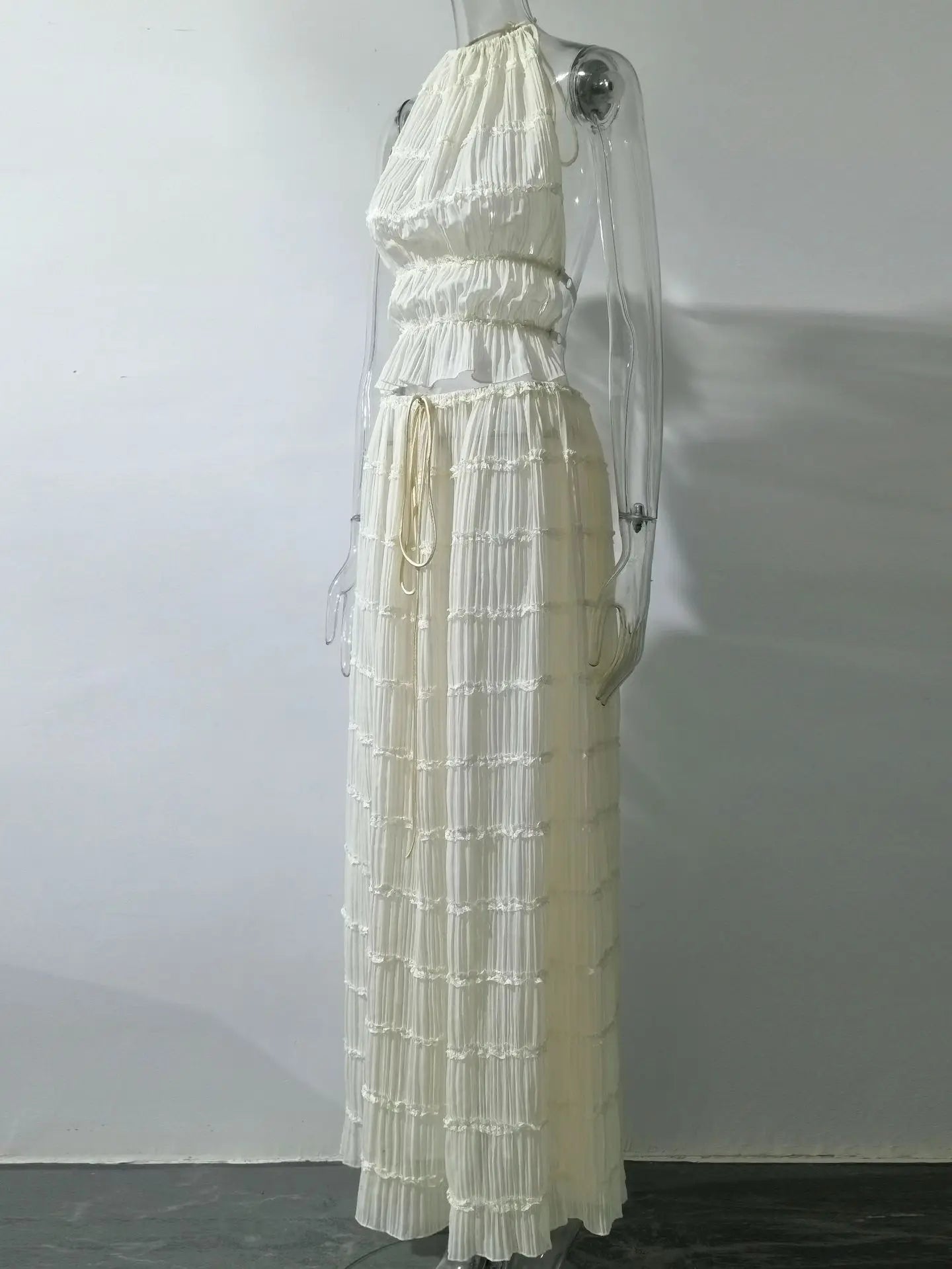 La Calista — Sheer Lace Two-Piece Set in Ivory