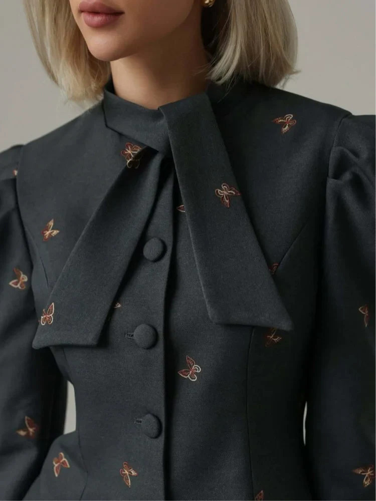 Le Papillon — Embroidered Bow-Tie Skirt Set