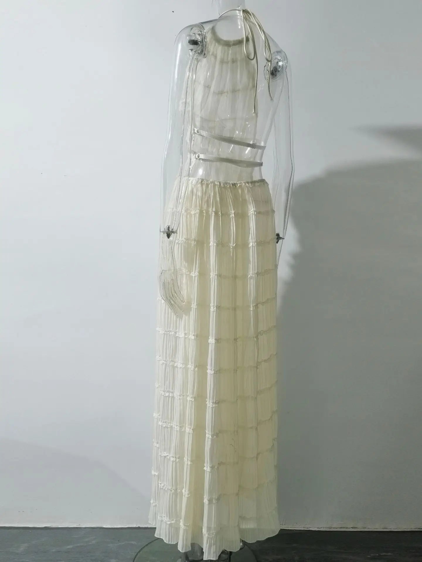 La Calista — Sheer Lace Two-Piece Set in Ivory