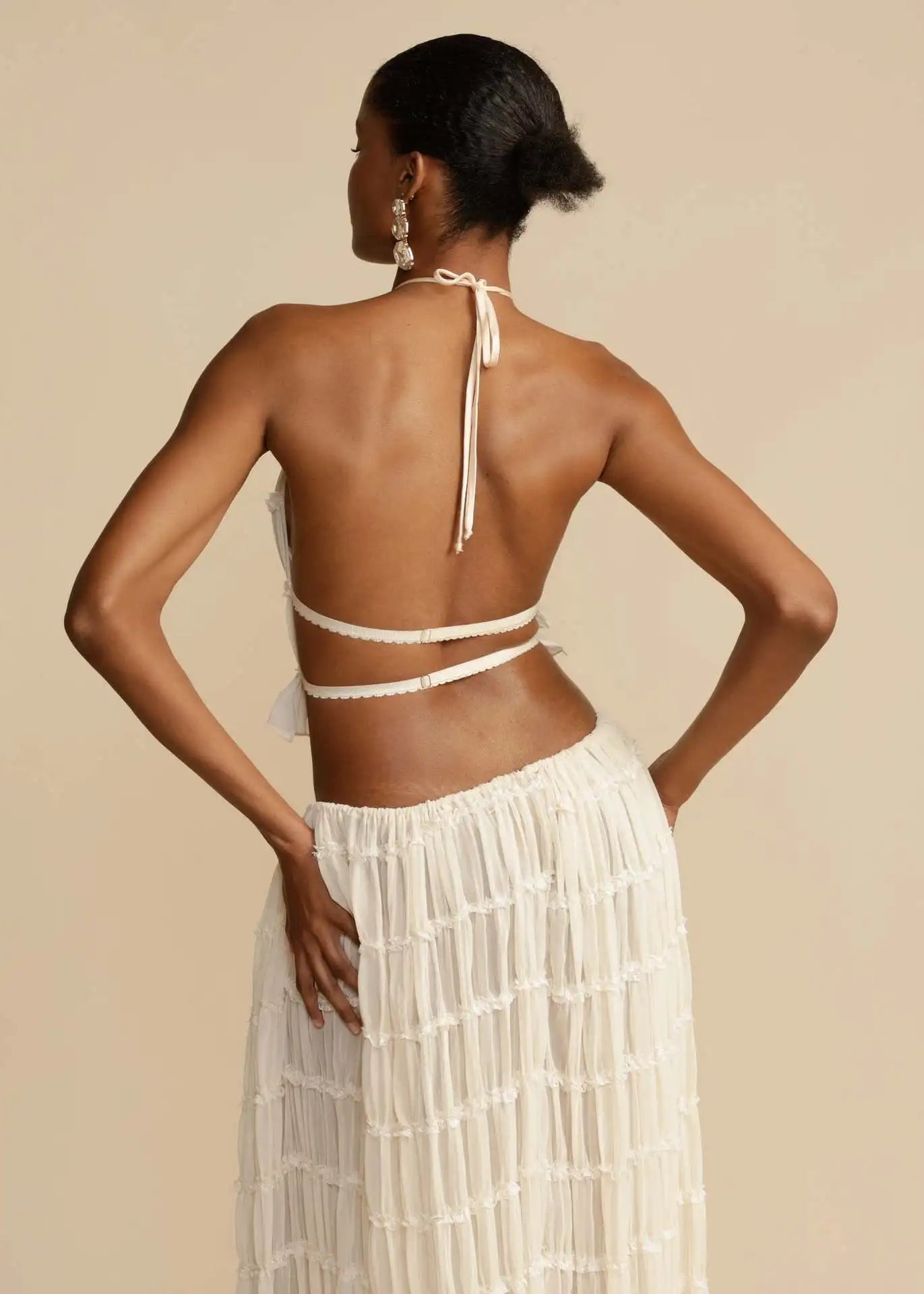 La Calista — Sheer Lace Two-Piece Set in Ivory