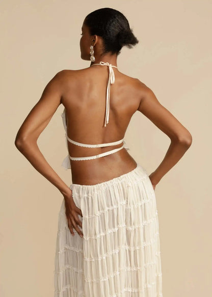 La Calista — Sheer Lace Two-Piece Set in Ivory
