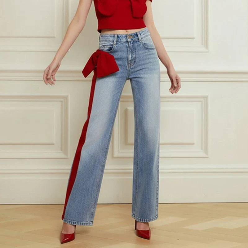 Le Ruban — Bow-Detail Contrast Denim