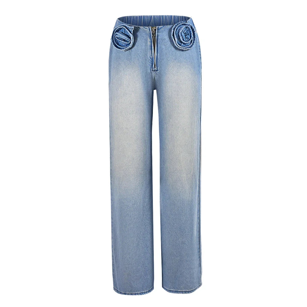 Le Rosier Bleu — Low-Waist Appliqué Denim