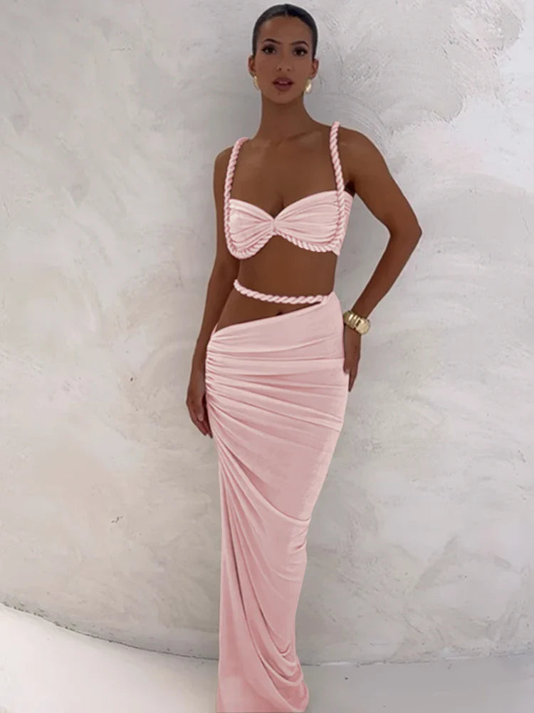 La Sienna — Halter Crop & Sheath Maxi Set