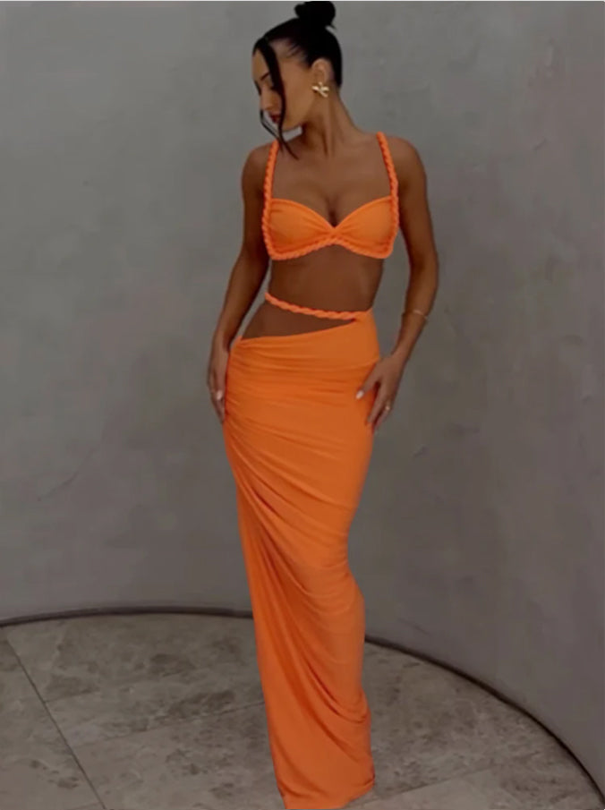 La Sienna — Halter Crop & Sheath Maxi Set