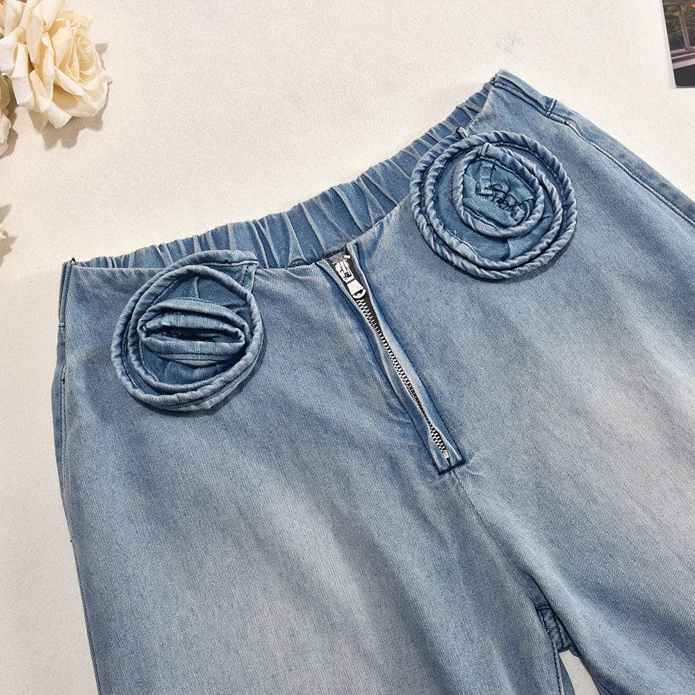 Le Rosier Bleu — Low-Waist Appliqué Denim