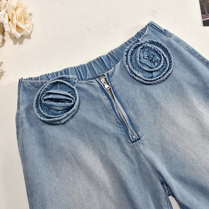 Le Rosier Bleu — Low-Waist Appliqué Denim
