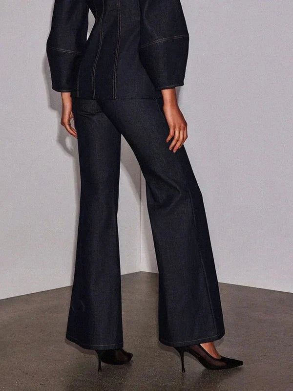 Le Camille Noir — Structured Denim Flare Set