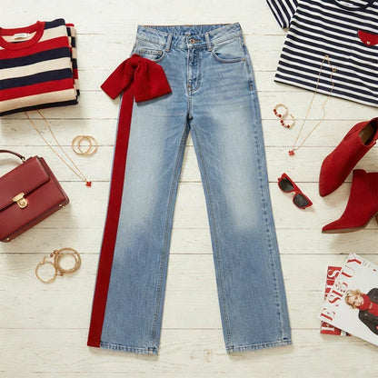 Le Ruban — Bow-Detail Contrast Denim