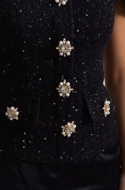 La Celeste — Tweed Embellished Co-Ord in Navy