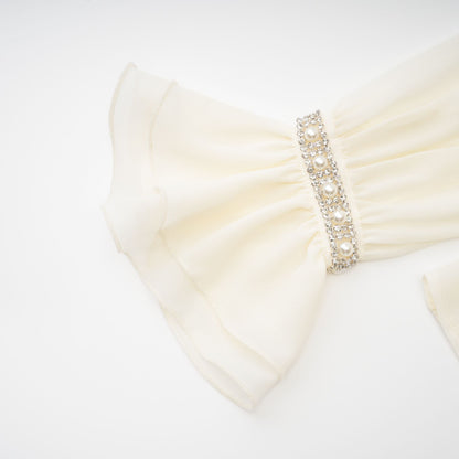 La Rêverie Éclat — Ruffled pearl and crystal blouse