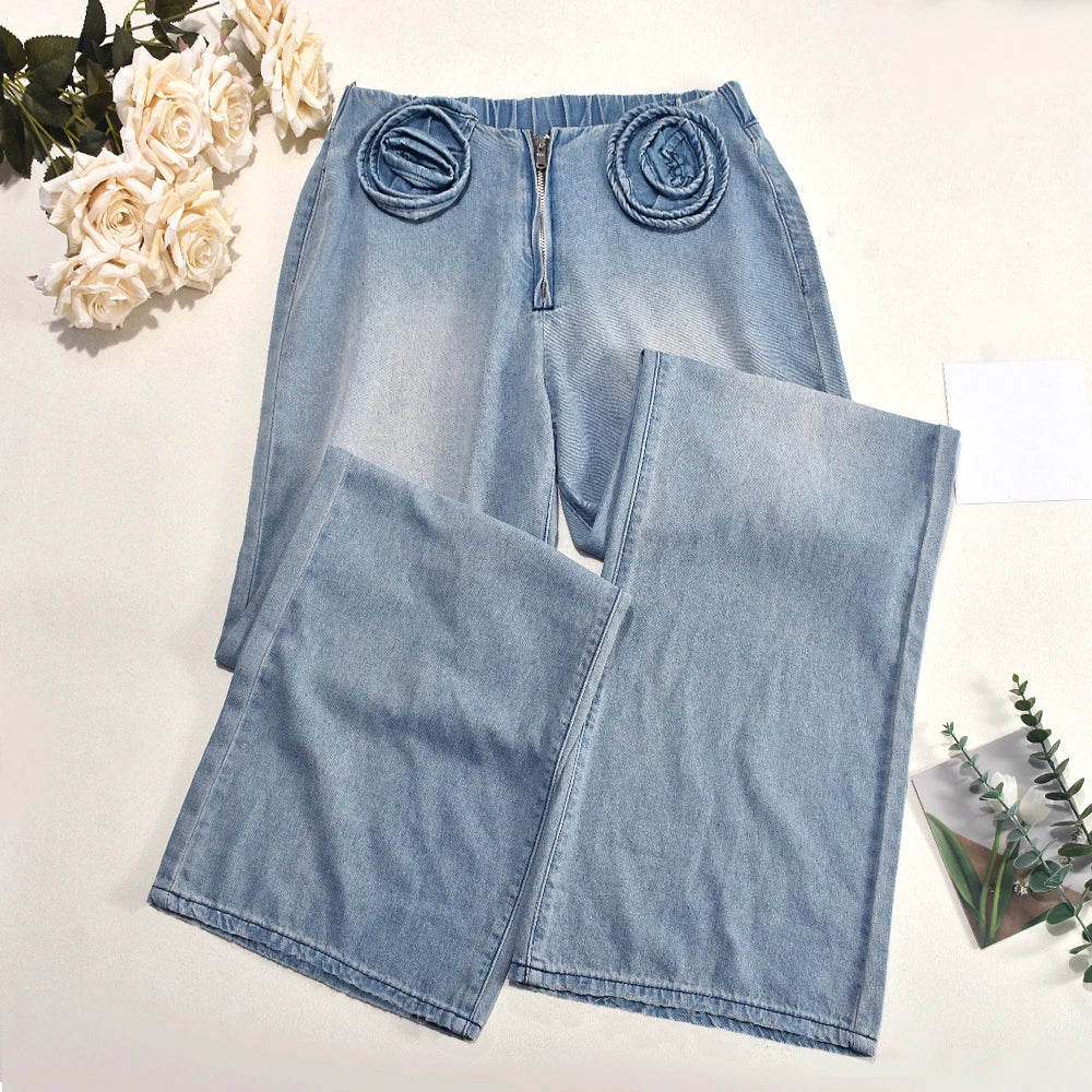 Le Rosier Bleu — Low-Waist Appliqué Denim