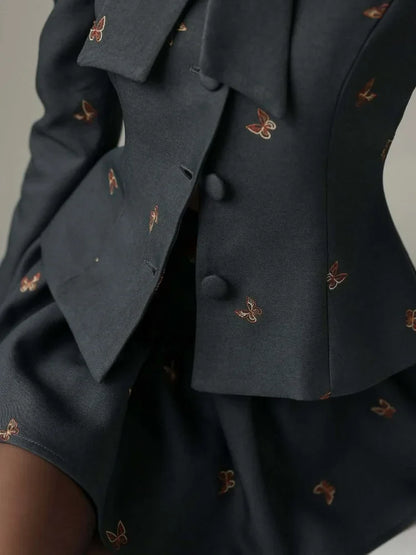 Le Papillon — Embroidered Bow-Tie Skirt Set