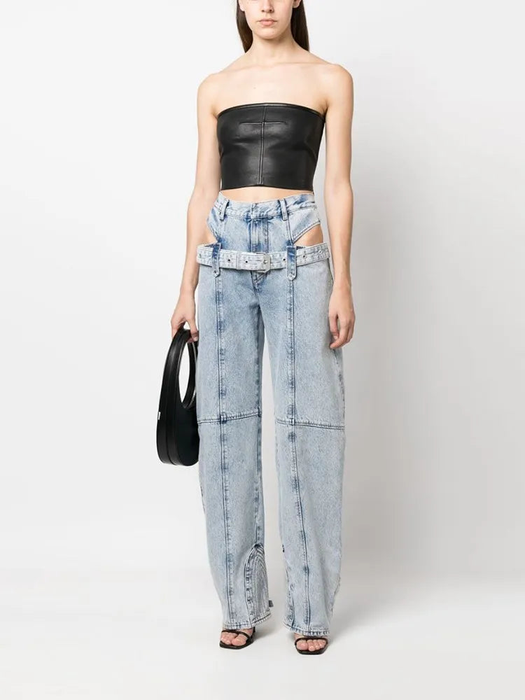 Le Voyage — Cut-Out High-Waist Loose Denim