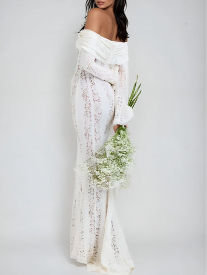 La Rosaline — Off-Shoulder Lace Maxi
