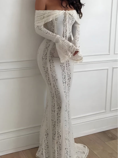 La Rosaline — Off-Shoulder Lace Maxi