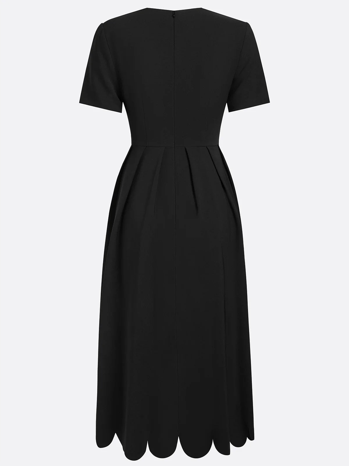 La Margot — Scalloped Square-Neck Midi in Noir