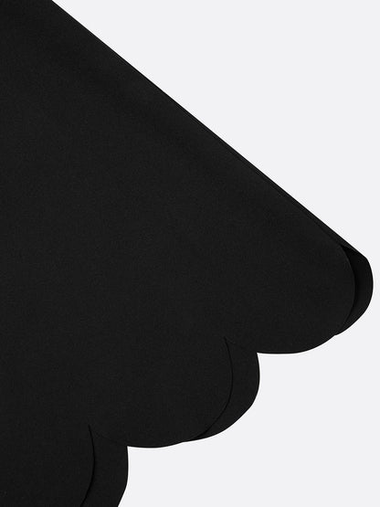 La Margot — Scalloped Square-Neck Midi in Noir