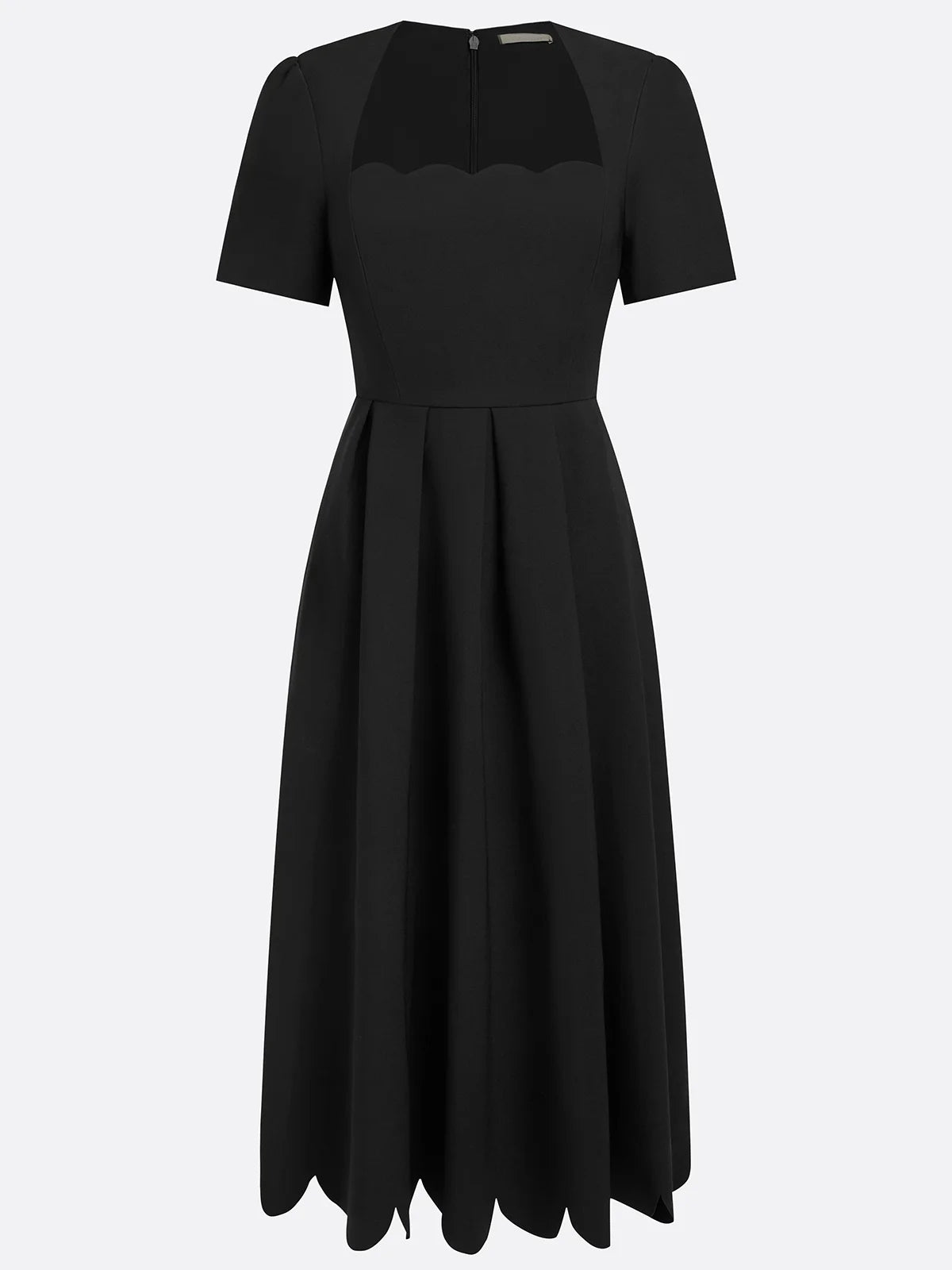 La Margot — Scalloped Square-Neck Midi in Noir