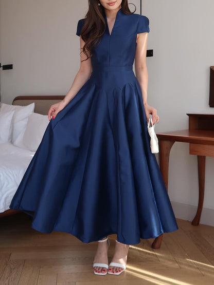 La Vivienne — Structured A-Line Maxi in Sapphire Blue