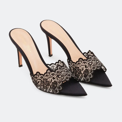 Le Rosalie Mule — Embroidered Pointed Heel