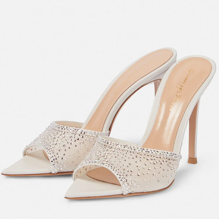 Le Celeste Heel — Embellished Mesh Mule