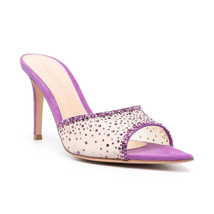 Le Celeste Heel — Embellished Mesh Mule
