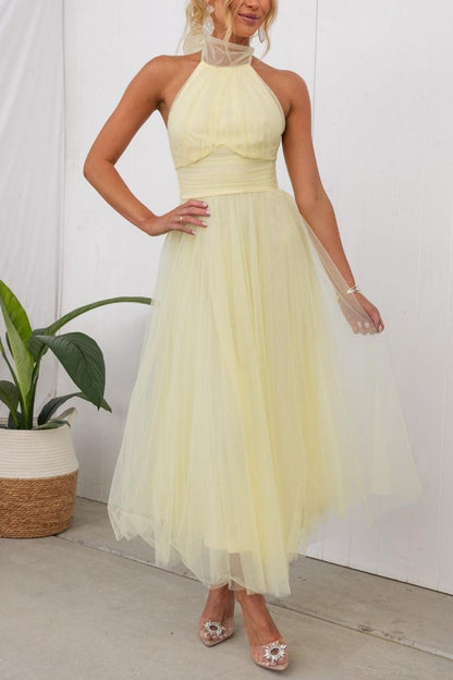 La Celestine — Tulle Halter Midi in Soft Volume