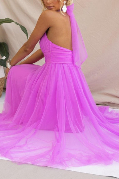 La Celestine — Tulle Halter Midi in Soft Volume