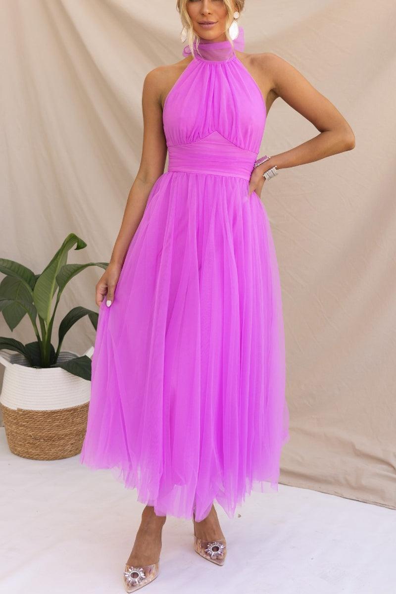 La Celestine — Tulle Halter Midi in Soft Volume