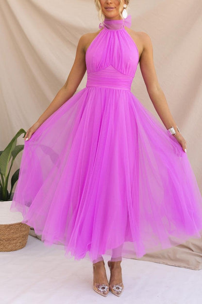 La Celestine — Tulle Halter Midi in Soft Volume