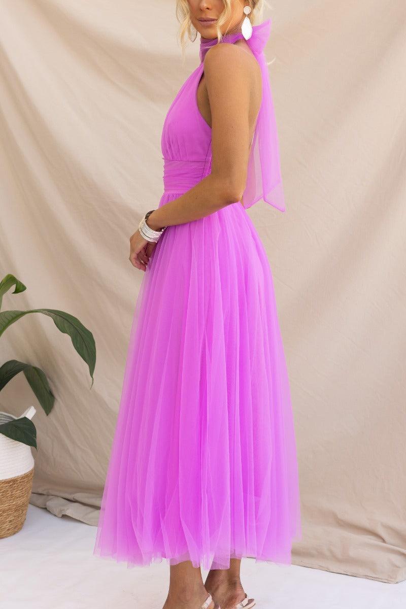 La Celestine — Tulle Halter Midi in Soft Volume