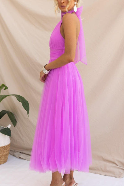 La Celestine — Tulle Halter Midi in Soft Volume