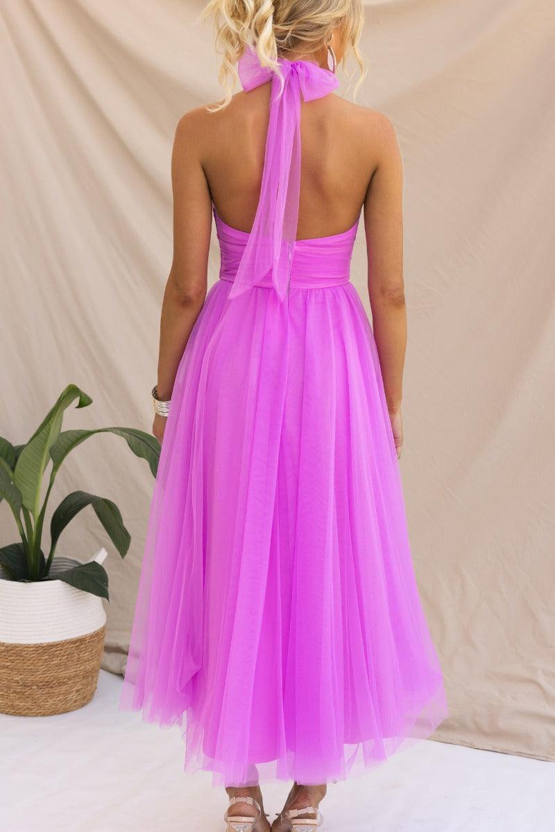 La Celestine — Tulle Halter Midi in Soft Volume