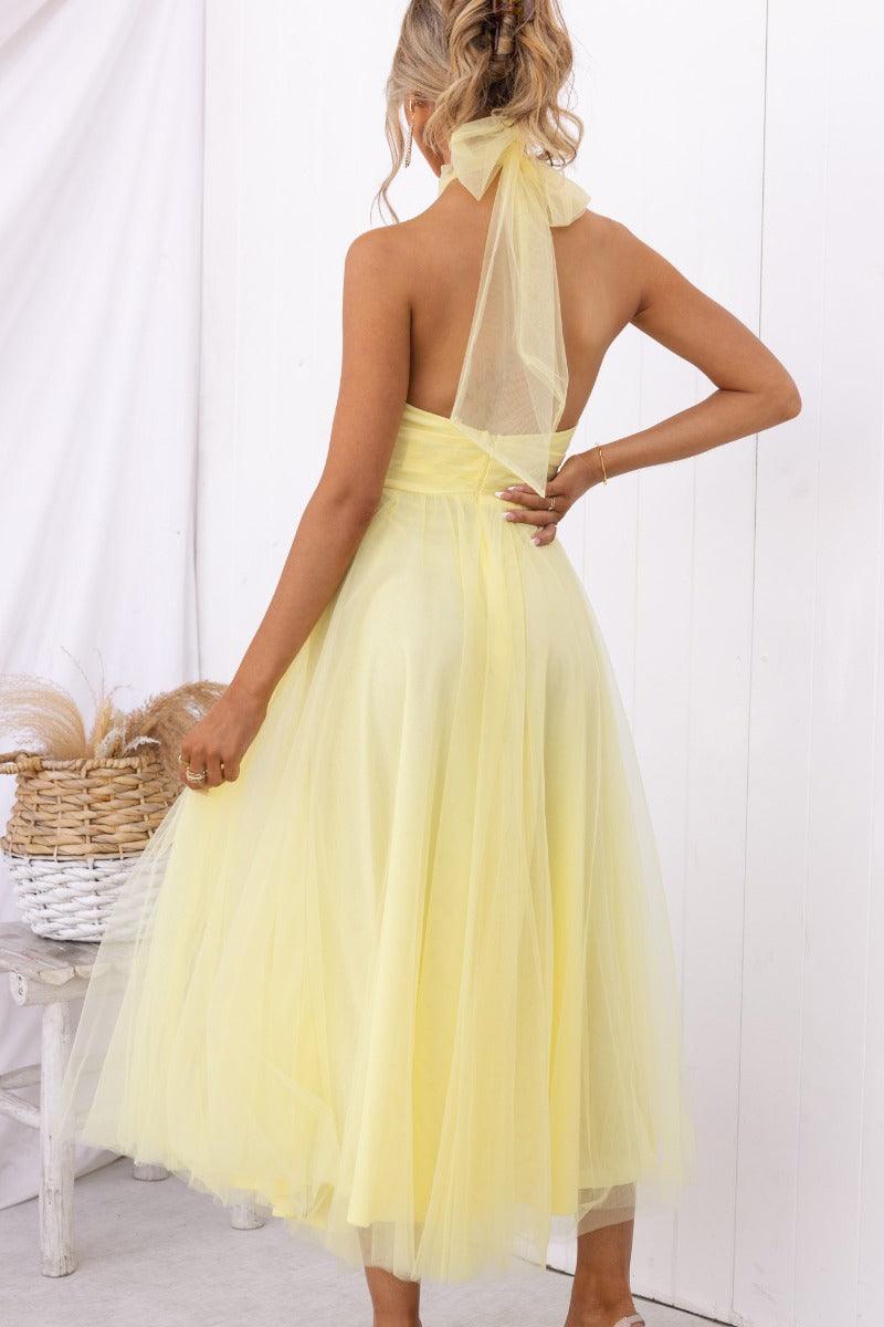 La Celestine — Tulle Halter Midi in Soft Volume