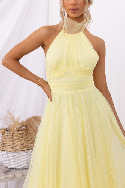 La Celestine — Tulle Halter Midi in Soft Volume