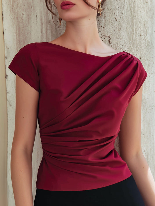 La Drapée Rubis — Asymmetrical Ruched Top