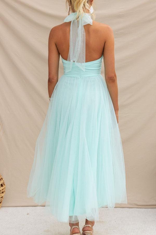 La Celestine — Tulle Halter Midi in Soft Volume