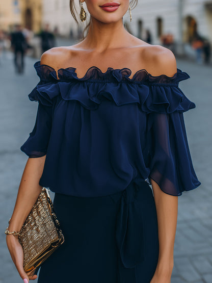 La Ruffle Épure — Off-Shoulder Ruffle Top