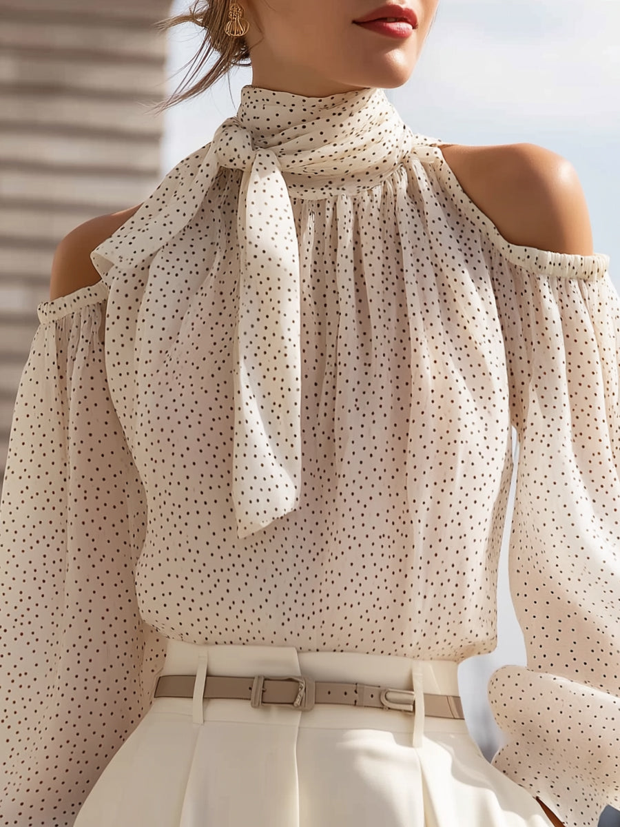 La Pois Élégante — Polka Dot Chiffon Blouse