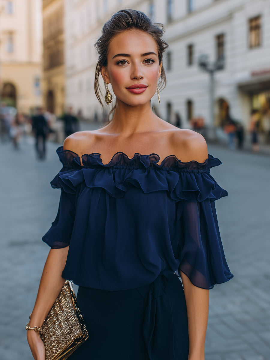 La Ruffle Épure — Off-Shoulder Ruffle Top