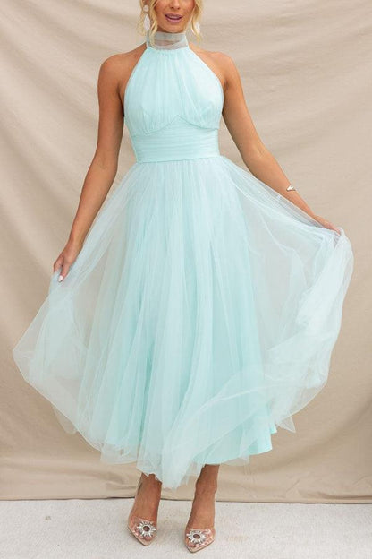 La Celestine — Tulle Halter Midi in Soft Volume