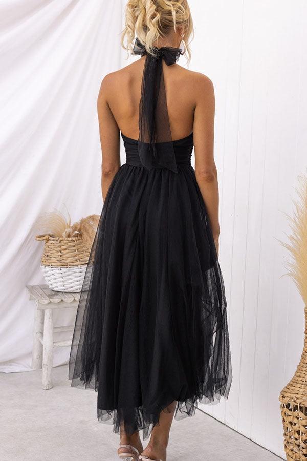 La Celestine — Tulle Halter Midi in Soft Volume